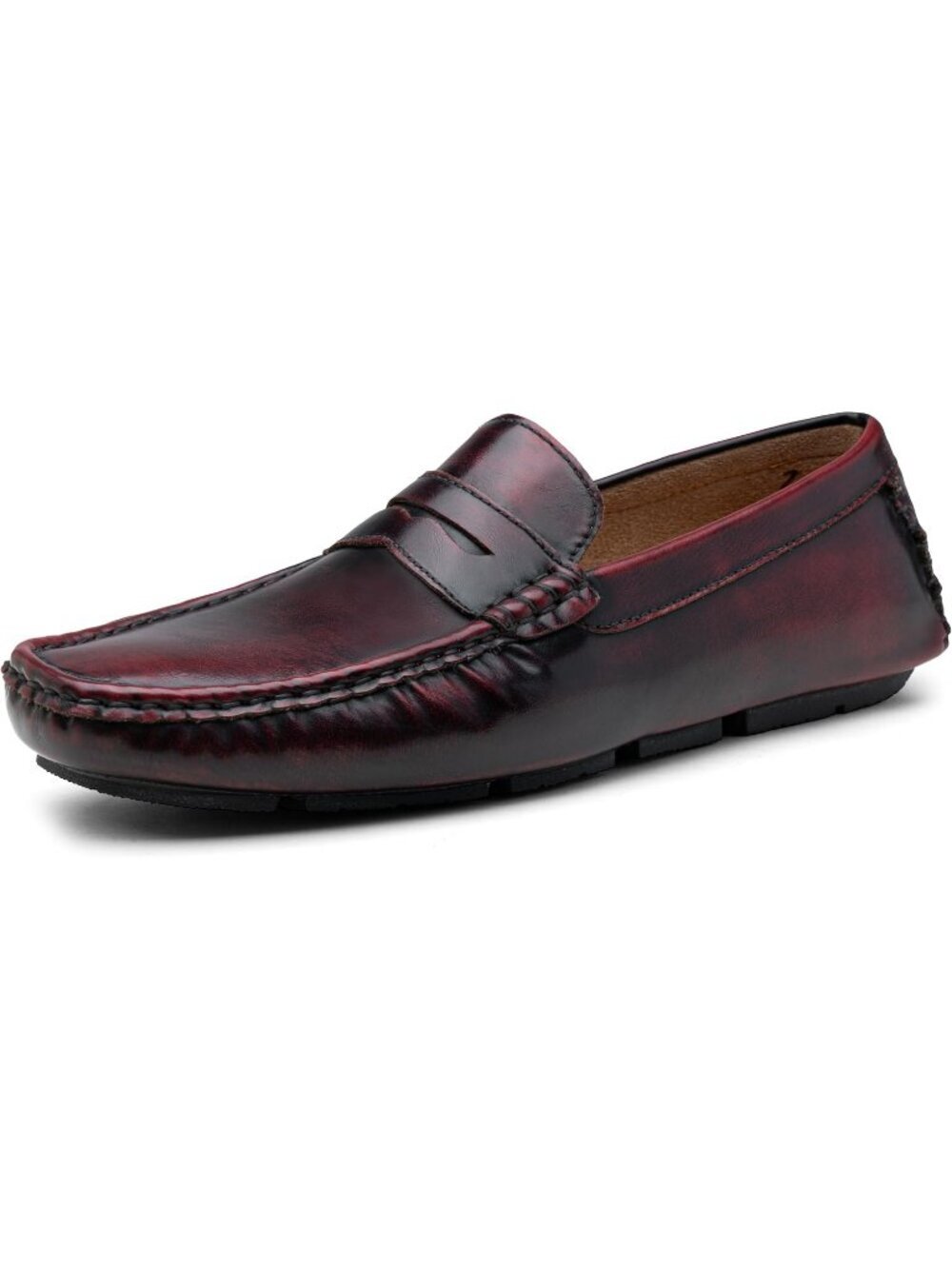 Jousen Men's Wine Classic Penny Loafer Slip On Lightweight Casual Driving Shoes